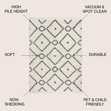 Mercer Shag Plush Tassel Moroccan Diamond Area Rug